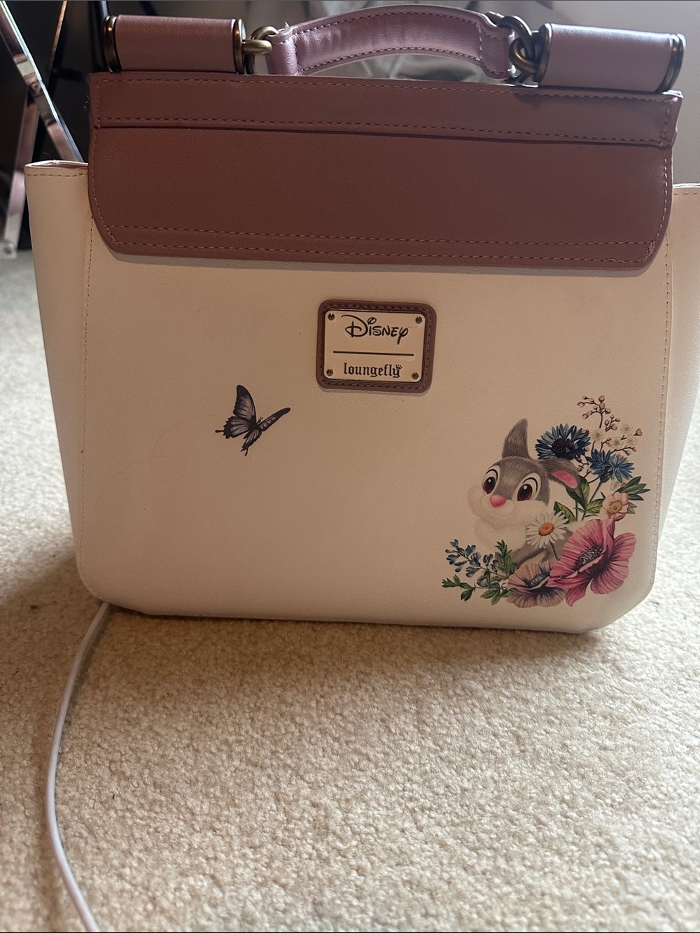 Loungefly White & Mauve Thumper Floral Top-Handle Satchel